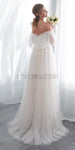 Off the Shoulder Half Sleeves Unique  Real Quality Dream Long Wedding Dresses, Bridal Dress LMX1161