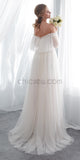 Off the Shoulder Half Sleeves Unique  Real Quality Dream Long Wedding Dresses, Bridal Dress LMX1161