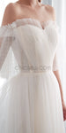 Off the Shoulder Half Sleeves Unique  Real Quality Dream Long Wedding Dresses, Bridal Dress LMX1161