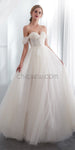 Off the Shoulder Tulle Unique A-line Romatic Dream Long Wedding Dresses LMX1160