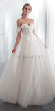 Off the Shoulder Tulle Unique A-line Romatic Dream Long Wedding Dresses LMX1160