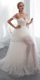 Off the Shoulder Tulle Unique A-line Romatic Dream Long Wedding Dresses LMX1160