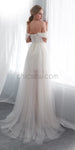 Off the Shoulder Tulle Unique A-line Romatic Dream Long Wedding Dresses LMX1160