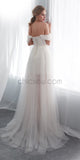 Off the Shoulder Tulle Unique A-line Romatic Dream Long Wedding Dresses LMX1160
