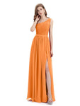 One-Shoulder A-line Top Lace Floor-Length Bridesmaid Dresses