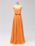 A-line Spaghetti Strap Chiffon Floor Length Bridesmaid Dresses