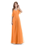 A-line off the Shoulder Spaghetti Straps Floor-Length Bridesmaid Dresses