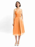 A-line Halter Sleeveless Pleats Short Bridesmaid Dresses