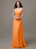 Unique One-shoulder Sleeveless A-line Floor-Length Bridesmaid Dresses