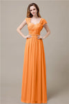 Cap Sleeves A-line Chiffon Floor-Length Bridesmaid Dresses