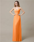 Halter Chiffon A-line Sleeveless Floor-Length Bridesmaid Dresses