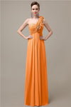 Simple A-line One-Shoulder Floor-Length Chiffon Bridesmaid Dresses