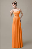 Sweetheart A-line Simple Chiffon Floor-Length Long Bridesmaid Dresses