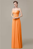 Simple A-line Chiffon Sweetheart Floor-Length Long Bridesmaid Dresses.