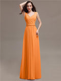 Honest A-line Chiffon Long Bridesmaid Dresses