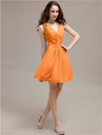 V-Neck Short A-Line Knee length Bridesmaid Dresses