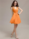 V-Neck Short A-Line Knee length Bridesmaid Dresses