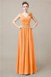 Elegant V-neck Flower A-line Floor-Length Bridesmaid Dresses