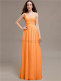 Chiffon Shoulder Strap A-line Floor-Length Bridesmaid Dresses