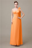 One Shoulder Chiffon A-line Floor-Length Bridesmaid Dresses