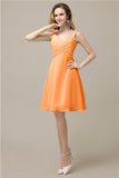 Chiffon A-line V-Neck Knee-Length Short Bridesmaid Dresses