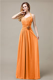 Pretty A-line Chiffon Hatler Floor-Length Bridesmaid Dresses