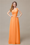 One-Shoulder A-line Chiffon Elegant Floor-Length Bridesmaid Dresses