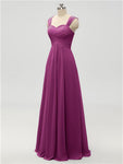 A-line Strap Chiffon Floor Length Long Bridesmaid Dresses