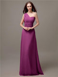 Unique One-shoulder Sleeveless A-line Floor-Length Bridesmaid Dresses