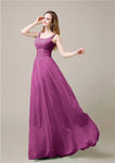 Shoulder Strap A-line Chiffon Elegant Floor-Length Bridesmaid Dresses