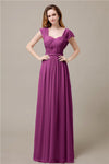 Cap Sleeves A-line Chiffon Floor-Length Bridesmaid Dresses