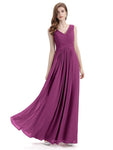 Simple V-neck Chiffon Floor-Length Long Bridesmaid Dresses