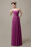 Sweetheart A-line Simple Chiffon Floor-Length Long Bridesmaid Dresses