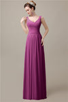 Spaghetti Strap A-line Simple Chiffon Floor-Length Long Bridesmaid Dresses