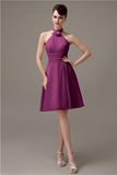 Halter Knee-length Chiffon A-line Short Bridesmaid Dresses