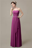 Simple A-line Chiffon Straight Floor-Length Long Bridesmaid Dresses