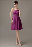 Simple A-line Chiffon One Shoulder Short Bridesmaid Dresses