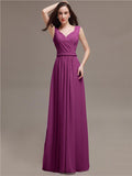 Honest A-line Chiffon Long Bridesmaid Dresses