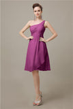 A-line Chiffon One Shoulder Knee-Length Short Bridesmaid Dresses