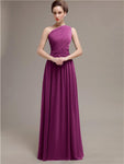 Simple One-shoulder Chiffon Long Bridesmaid Dresses