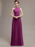 Simple One-shoulder Chiffon Long Bridesmaid Dresses