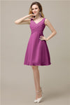 Chiffon A-line V-Neck Knee-Length Short Bridesmaid Dresses