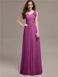 Elegant A-line One-Shoulder With Flowers Floor-Length Bridesmaid Dresses