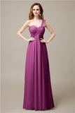 Pretty A-line Chiffon One-Shoulder Floor-Length Bridesmaid Dresses