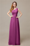 One-Shoulder A-line Chiffon Elegant Floor-Length Bridesmaid Dresses