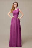 One-Shoulder A-line Chiffon Elegant Floor-Length Bridesmaid Dresses