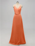 A-line V Neck Floor Length Bridesmaid Dresses