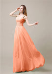 Shoulder Strap A-line Chiffon Elegant Floor-Length Bridesmaid Dresses