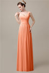 Spaghetti Strap A-line Simple Chiffon Floor-Length Long Bridesmaid Dresses