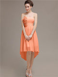 Straight High Low Chiffon Short Bridesmaid Dresses